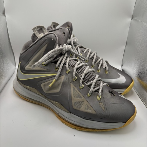 Nike LeBron 10 Canary Diamond Gray Basketball Shoes Men's Size 12 - Picture 1 of 9